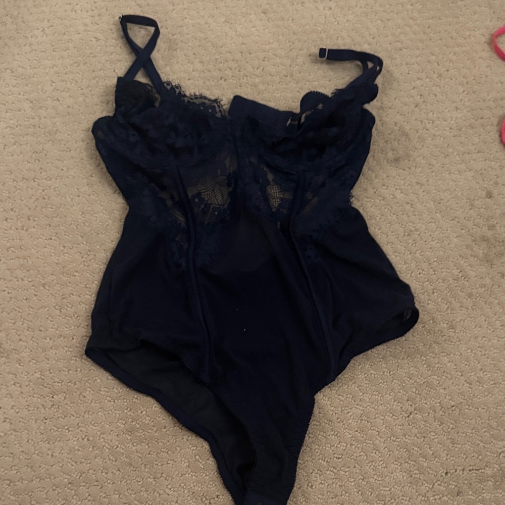 Navy Blue Lace Bodysuit